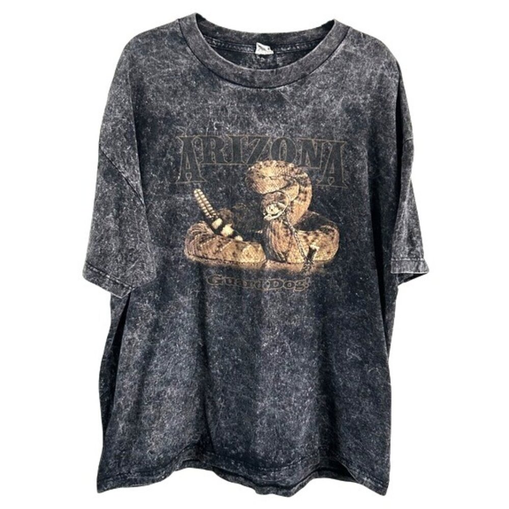 Alstyle VTG Arizona Guard Dog Rattlesnake Acid Wash Black Graphic T-Shirt 2XL